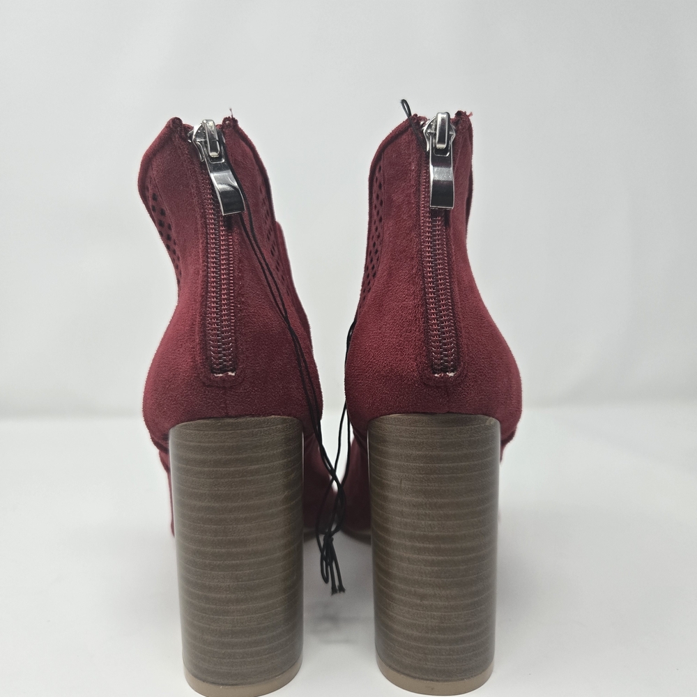 Yoki Burgundy Heeled Ankle Boots - Picture 3 of 5